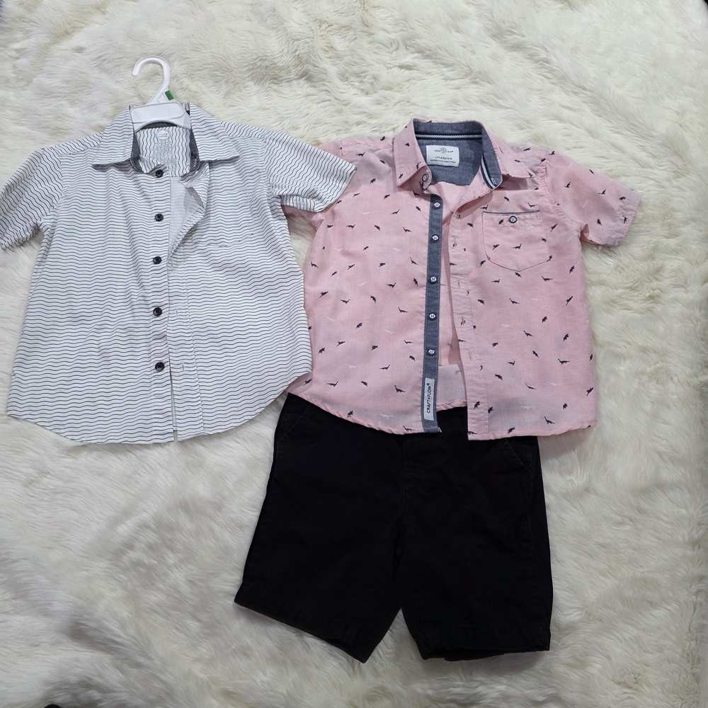 Wonder Nation Pink and White Button Down Shirt Set